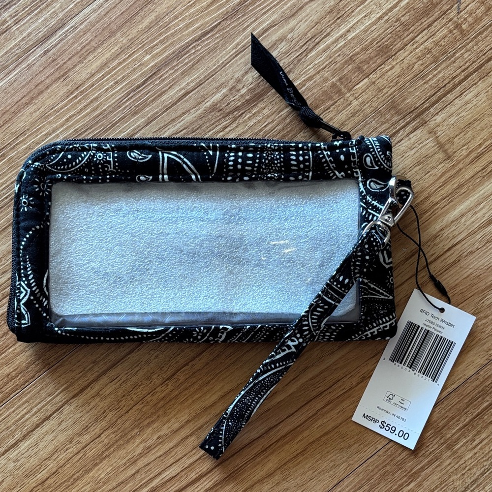 Vera Bradley Black and White Paisley Wristlet (NWT) - Picture 2 of 5